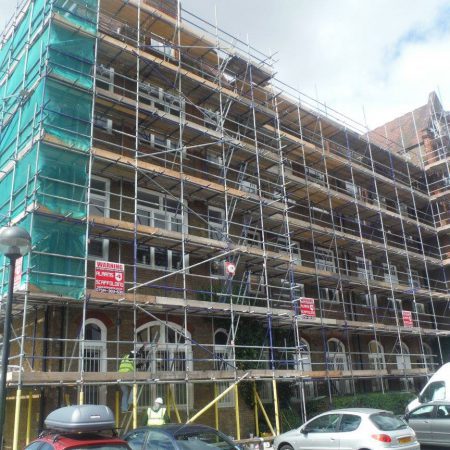 External Repair and Decoration. Converted School Building. Canbury Place, Bethnal Green.