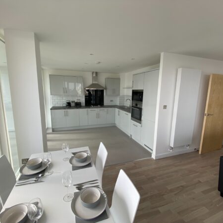 East India Quay, London. Fire damage reinstatement project to apartment. Compete internal strip out and fit out.