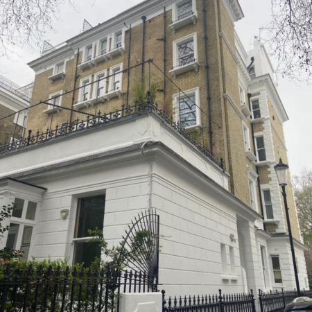 External repair and decoration to period property in Earls Court.